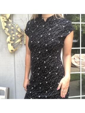 Vintage 90s Y2k Floral Oriental Dress Sz 6 Molly Malloy Evening Formal USA VTG